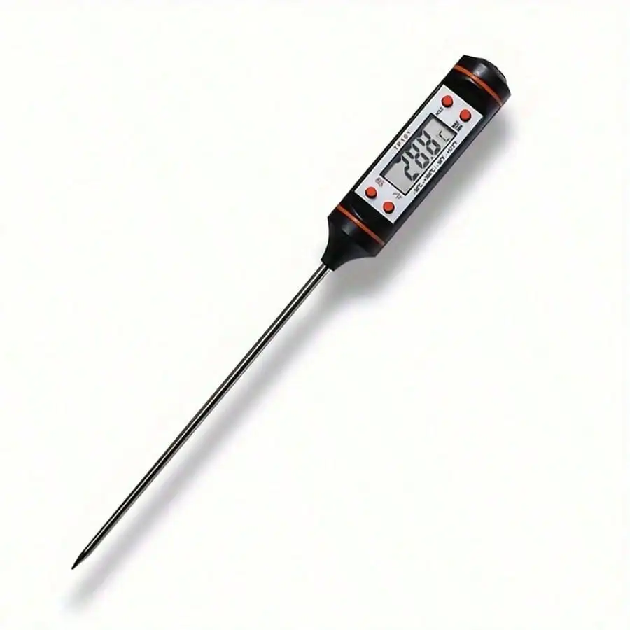Termômetro digital para alimentos de 1 peça com sonda de aço inoxidável - display duplo para temperatura de cozimento precisa, ideal para grelhar