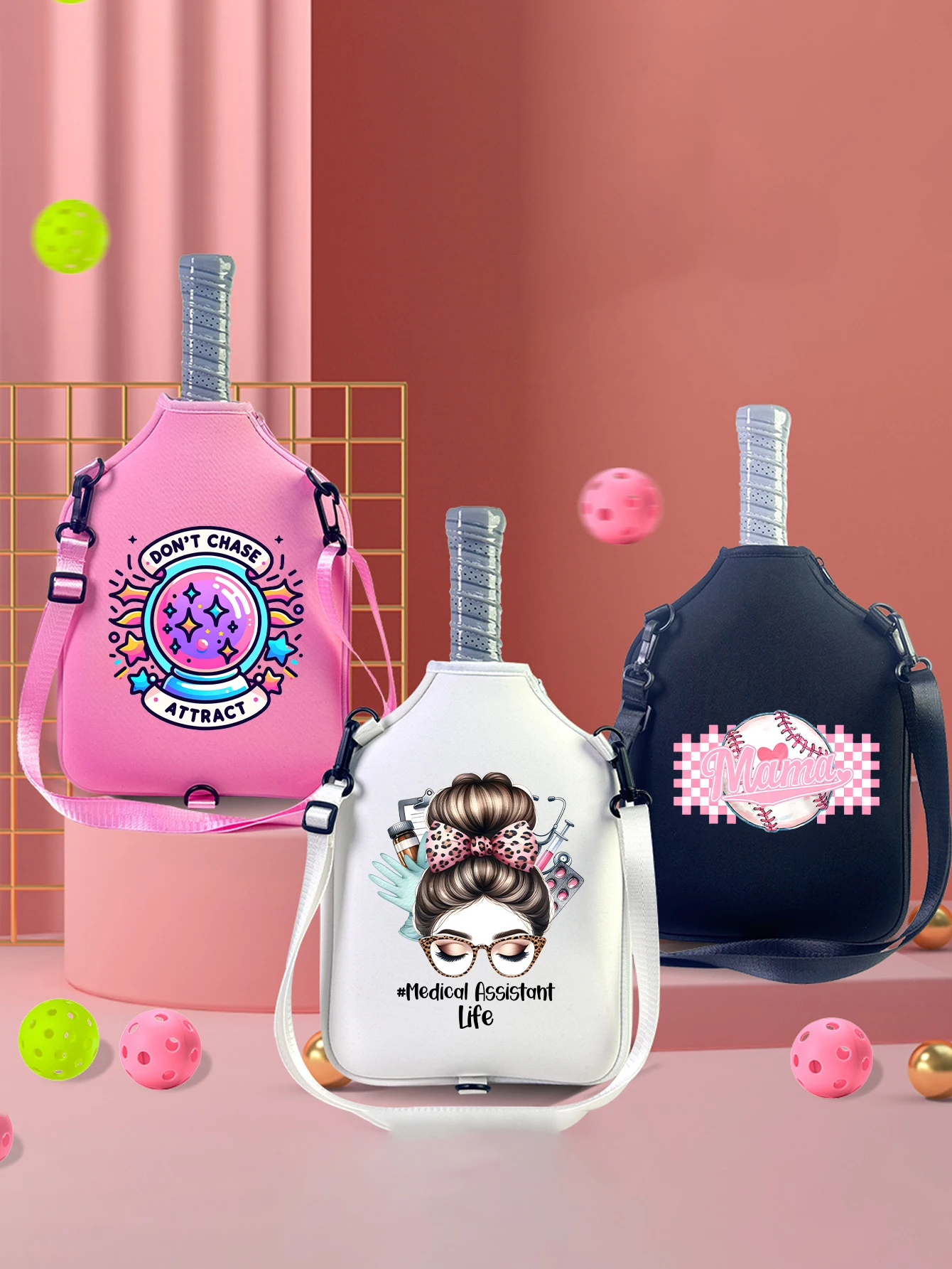 

Customized picture racket cover single shoulder handbag, dry wet separation bag, portable multifunctional storage bag