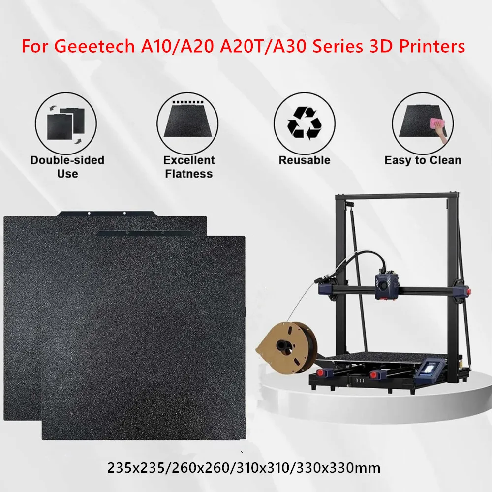 

Black PEI Build Plate for Geeetech A10/A20 A20T/A30 Series Hot Bed 235/260/310/330mm Double Sided Textured PEI Magnetic Bed
