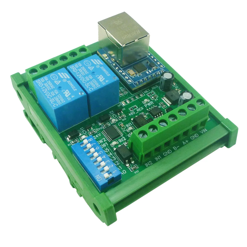 DC 12V/24V relè di rete multifunzione Ethernet a RS485 Serial Serve LAN RJ45 Modbus MQTT TCP UDP PLC IO scheda espandibile