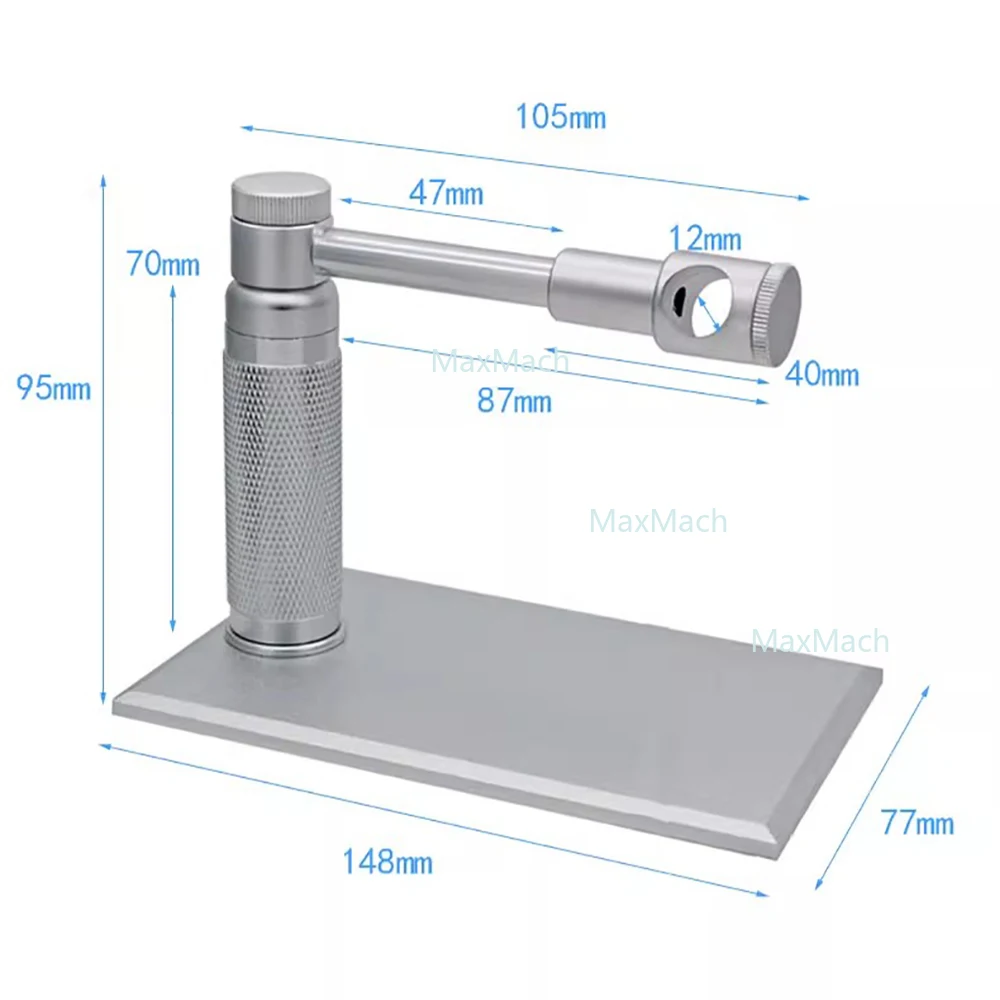 Digitaler Mikroskopständer im Stiftstil, 12 mm Durchmesser, Ausrüstungstesthalterung, verstellbarer Halter aus Edelstahllegierung und Aluminium