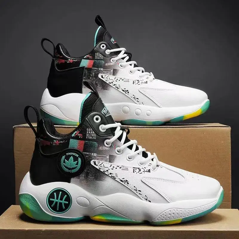 

2024 Spring New Men's Shoes Colorful High Top Breathable Men's Casual Sports Shoes Trendy and Versatile Basketball Shoes