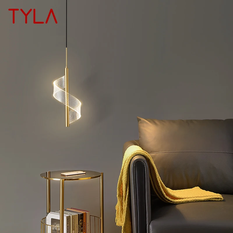 TYLA Brass Pendant Chandelier LED 3 Colors Gold Copper Hanging Lights For Modern Home Live Room Bedroom Decor