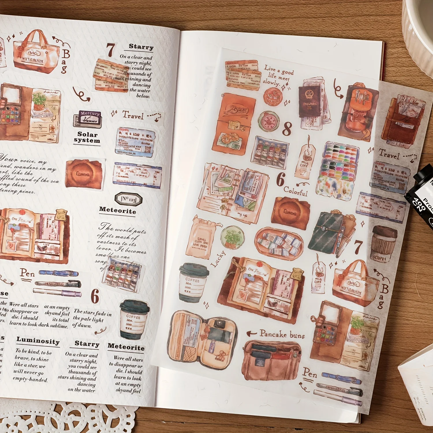 1pc Landscape Contrast Color Stitching Classical Stickers for Scrapbooking DIY Decorative Material Collage Journaling