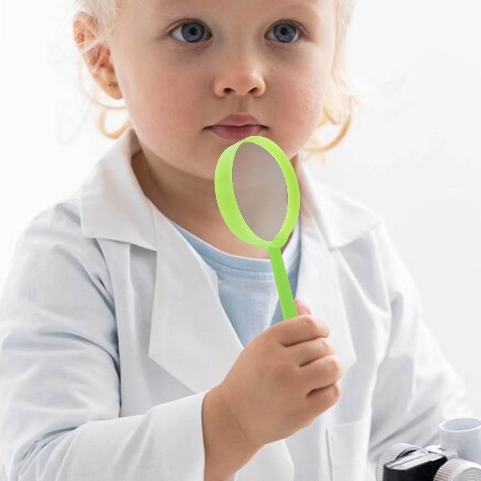 Kids Plastic Magnifying Glasses Green Handheld Outdoor Nature Exploration Science Experiment Educational Observation Magnifier