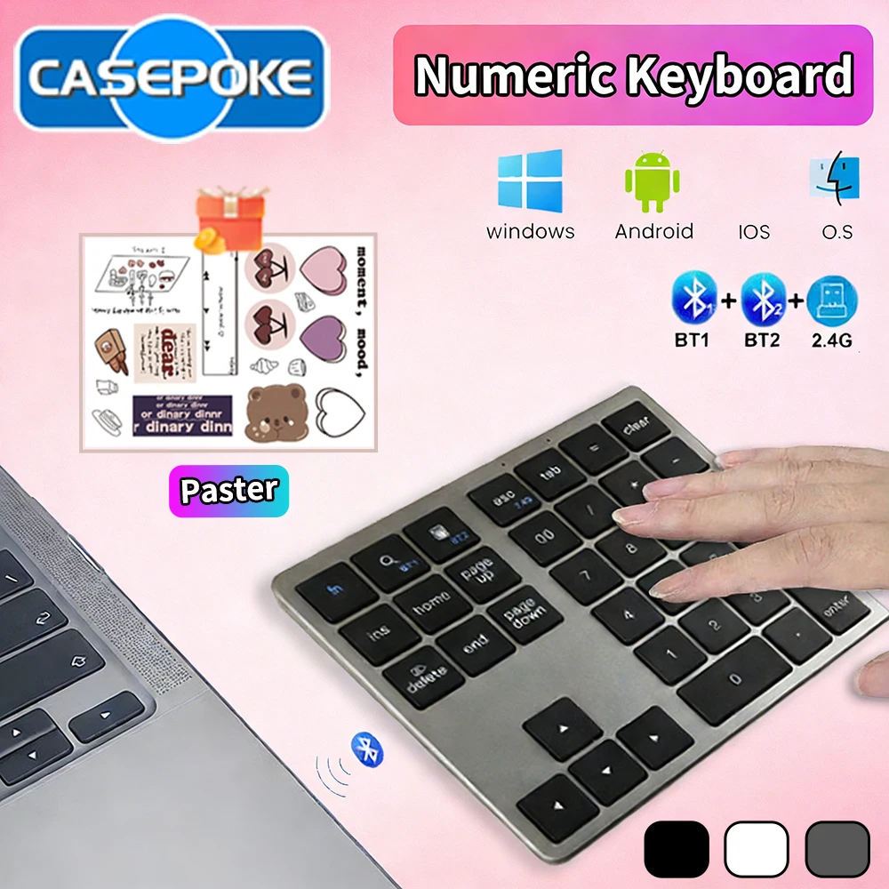 

Новая 3-режимная цифровая клавиатура Bluetooth 2,4 ГГц для ноутбука Xiaomi, ПК, Android iOS, беспроводная цифровая клавиатура с наклейкой, офис для учета