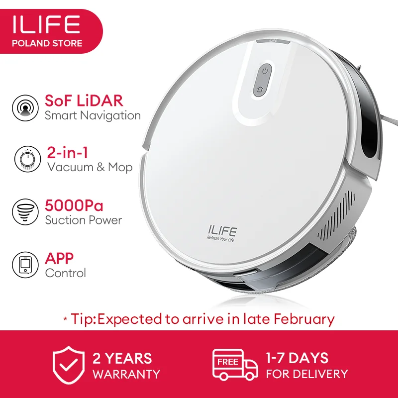 ILIFE V20 Robot Vacuum Cleaner, 5000Pa suction, SOF LiDAR Smart Navigation, APP Control, Customizable cleaning, Self charging