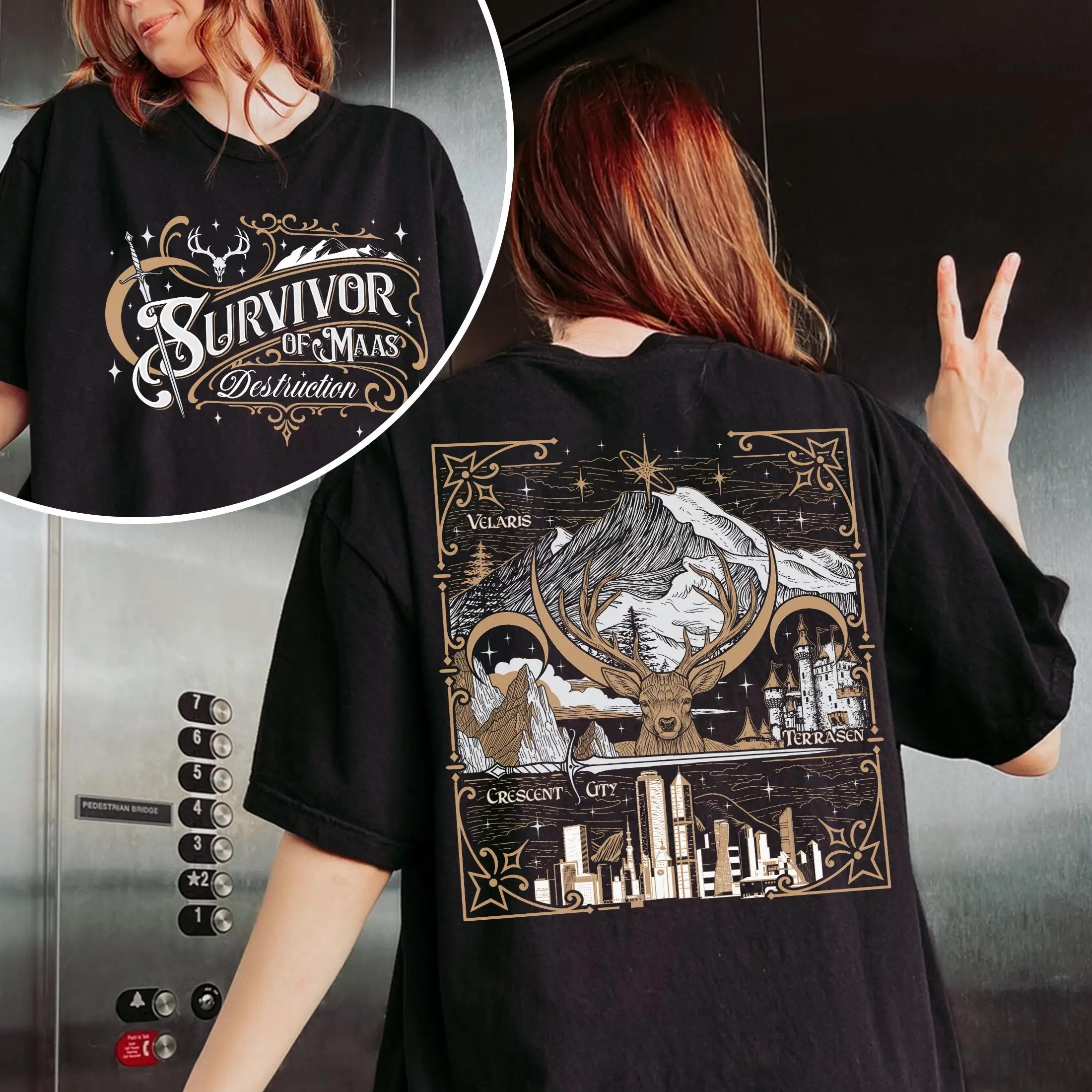 Survivor of Maas Destruction T-shirt, SJM Bookish Fan TShirt, Acotar Fantasy, TOG Crescent City, Gift for Book Lover Tee Shirt