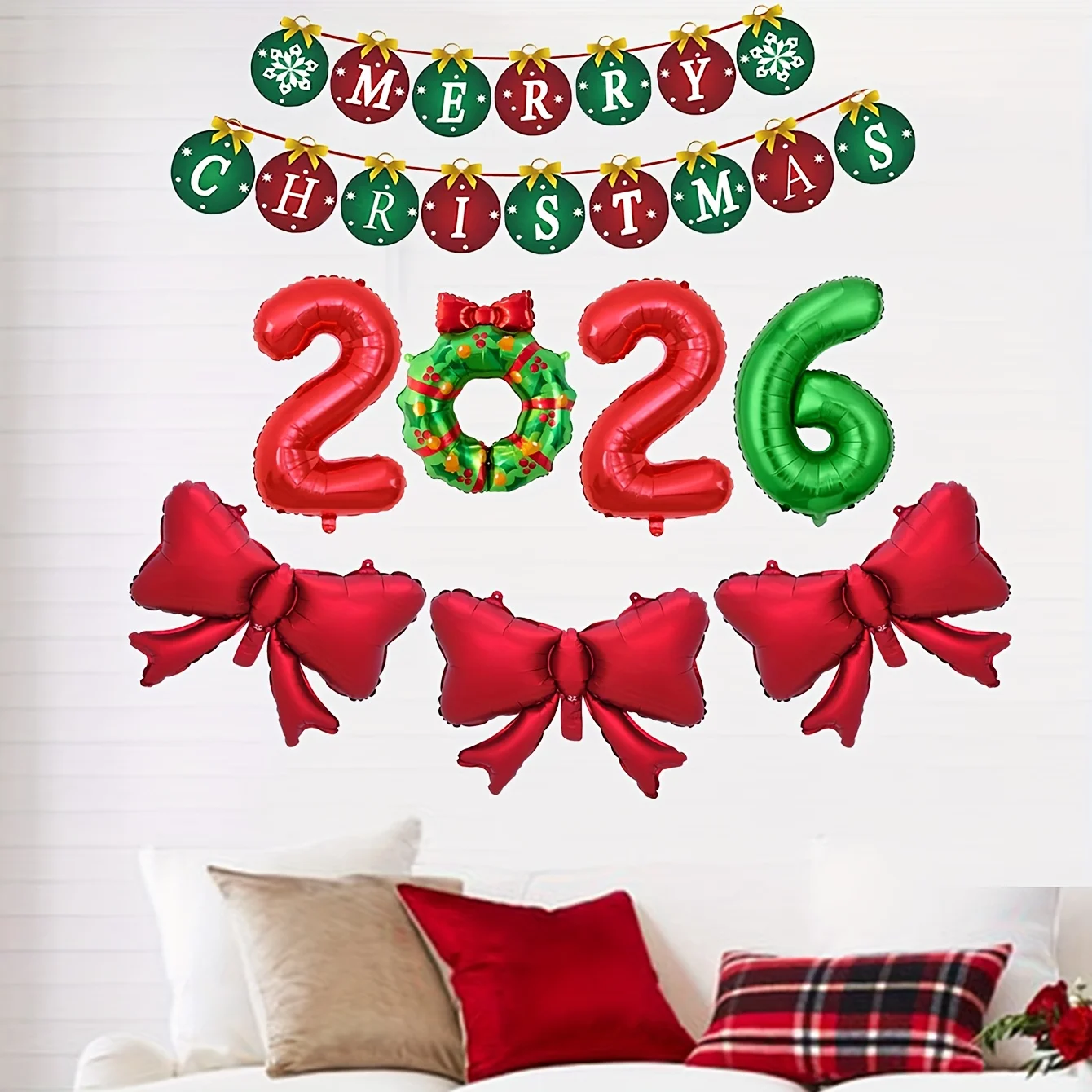 Weihnachten Rot Grün Ballon Girlande Set Nummer 2026 Luftballons Frohe Weihnachten Banner Dekorationen Neujahr Festliche Party Supplies