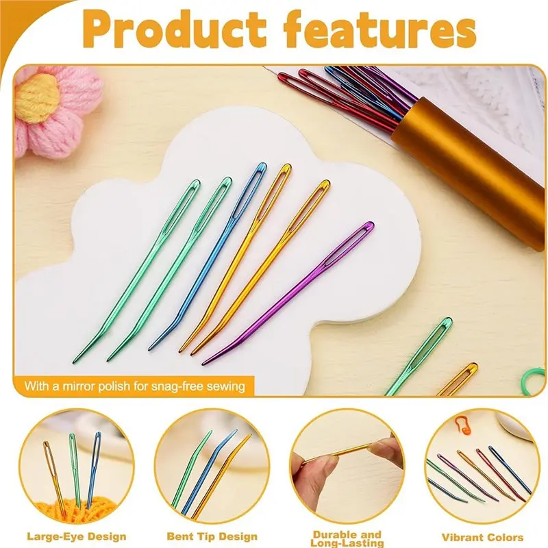 2025 Trend 10Pcs Yarn Needles, Darning Tapestry Needles, Large Eye Weaving Needle, Yarn Needle For Crocheting With Aluminum Stor