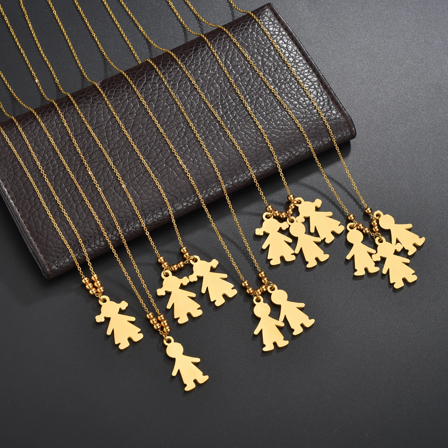 Acheerup Customized Girl Boy Pendant Necklace Stainless Steel Engrave Name Date for Baby Kids Family Birthday Gift Women Jewelry