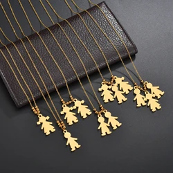 Acheerup Customized Girl Boy Pendant Necklace Stainless Steel Engrave Name Date for Baby Kids Family Birthday Gift Women Jewelry