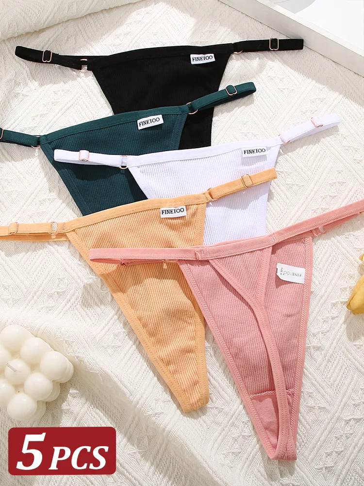 5 قطعة سراويل المرأة القطن سيور قابل للتعديل الخصر مثير g-سلسلة بلون سلس الحميمة الإناث السروال الملابس الداخلية S-XL