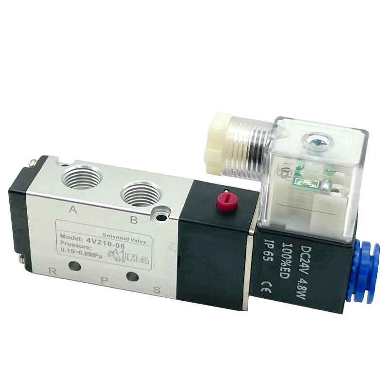 4V210-08 5/2 Way Pneumatic Solenoid Valve ,Optional Voitage DC12V/24V AC110V/220V,FIts 4mm-12mm Air Hose