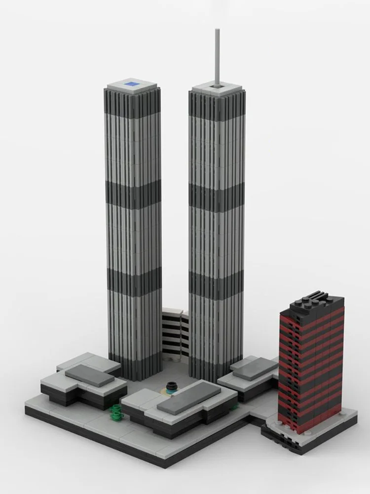 Custom MOC World Trade Center Building Blocks Set - 982-Piece Miniature Architectural Model, Ideal Creative Gift for Architectur