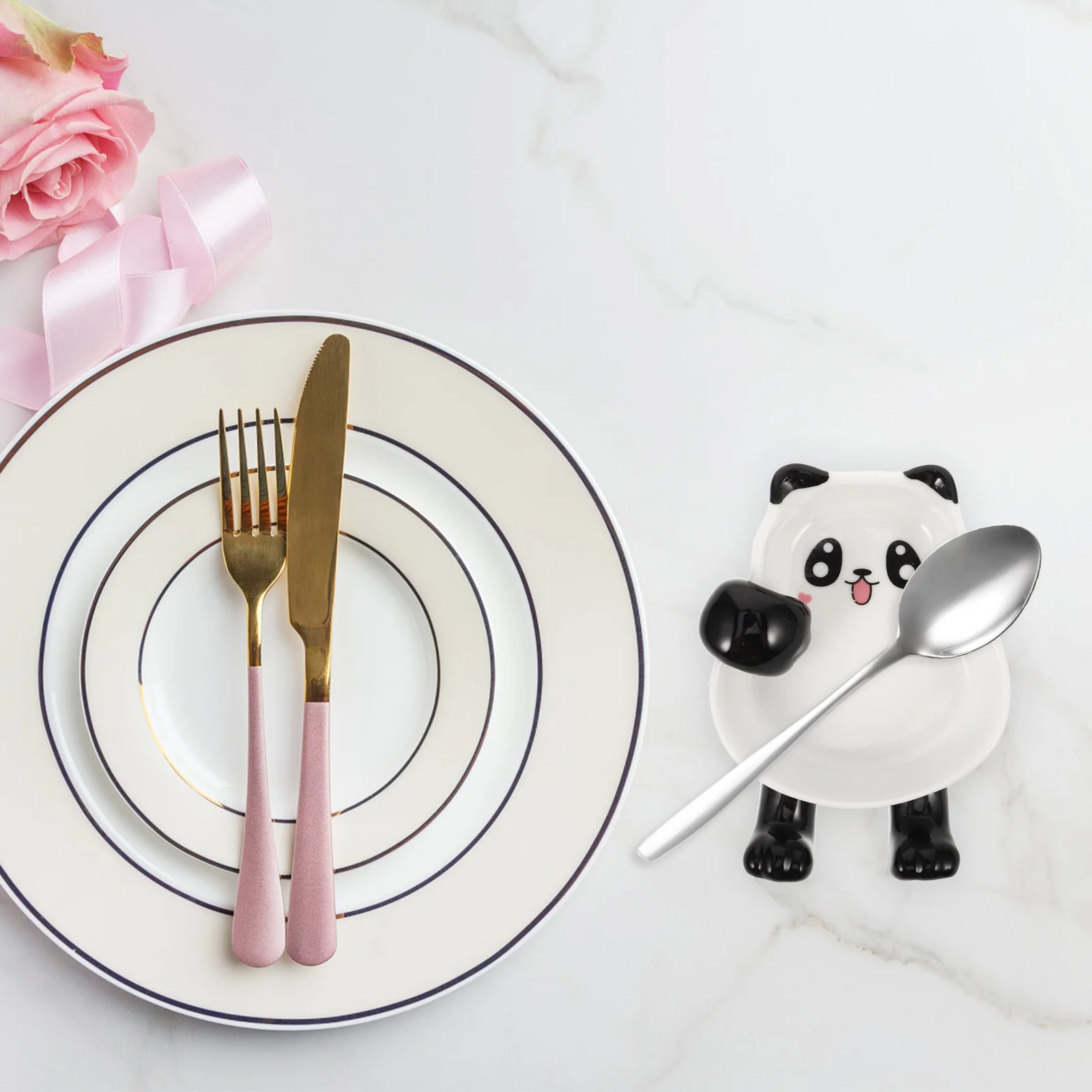 

Ceramic Dual-Use Chopstick Rest Small Sauce Plate Cartoon Panda Molding Sushi Dipping Bowl Soy Sauce Dish Tableware Stand