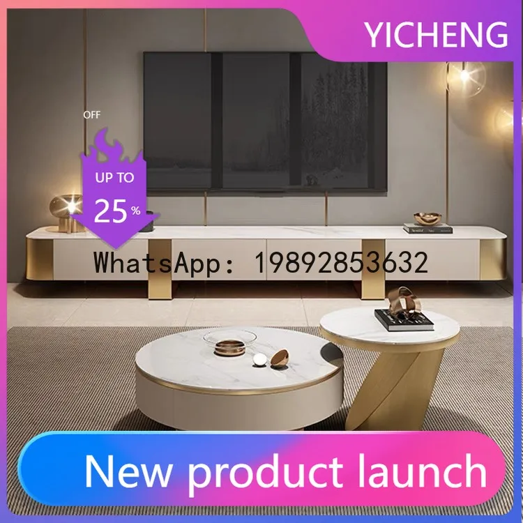 

Hys living room glossy sintered stone lacquer coffee table and tv stand set
