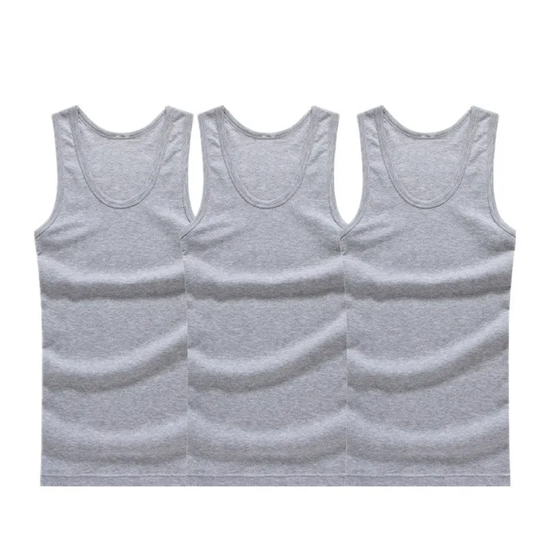 Hot Sale 3pcs/lot Cotton Male Underwear Sleeveless Tank Top Solid Muscle Vest Undershirts O-neck Gymclothing T-shirt men's vest