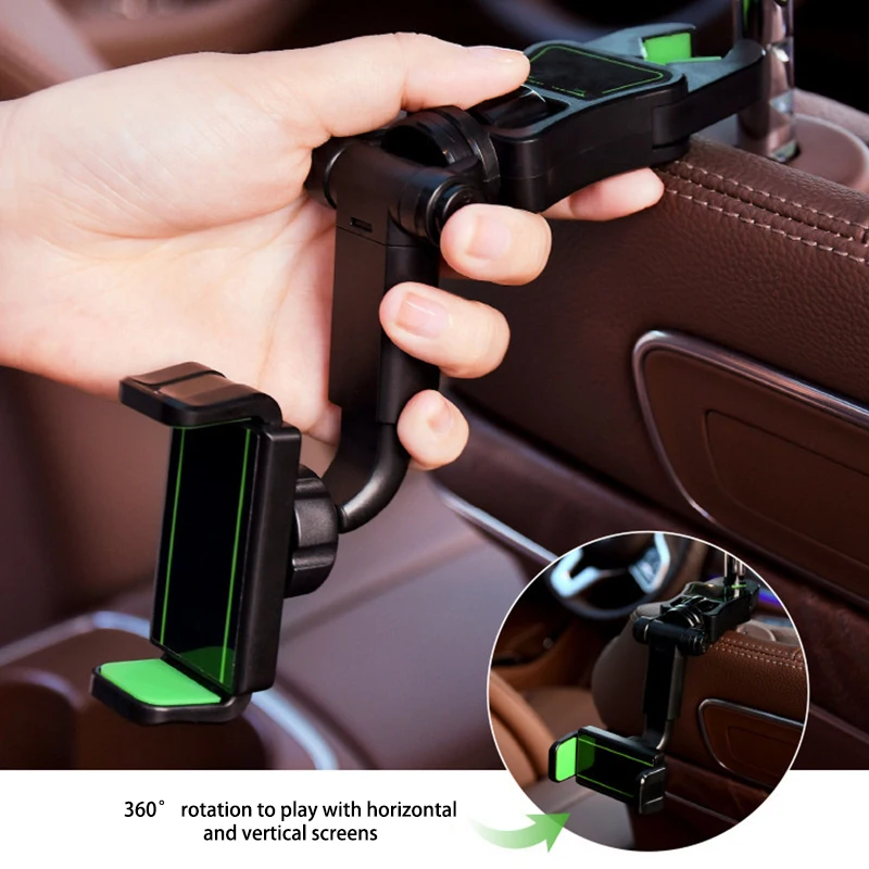 Rearview Mirror Phone Holder 360° Rotatable and Retractable Car Phone Mount Multifunctional Rear View Mirror Holder for All Car