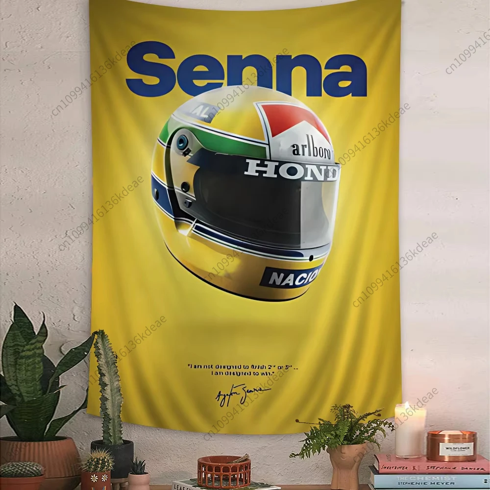 Автомобиль-a-ayrton-s-senna-f1-Настенный-гобелен-в-стиле-хиппи-богемные-гобелены-домашний-декор-декор-спальни-Фоновая-ткань-Флаги-Настенный-художественный-декор
