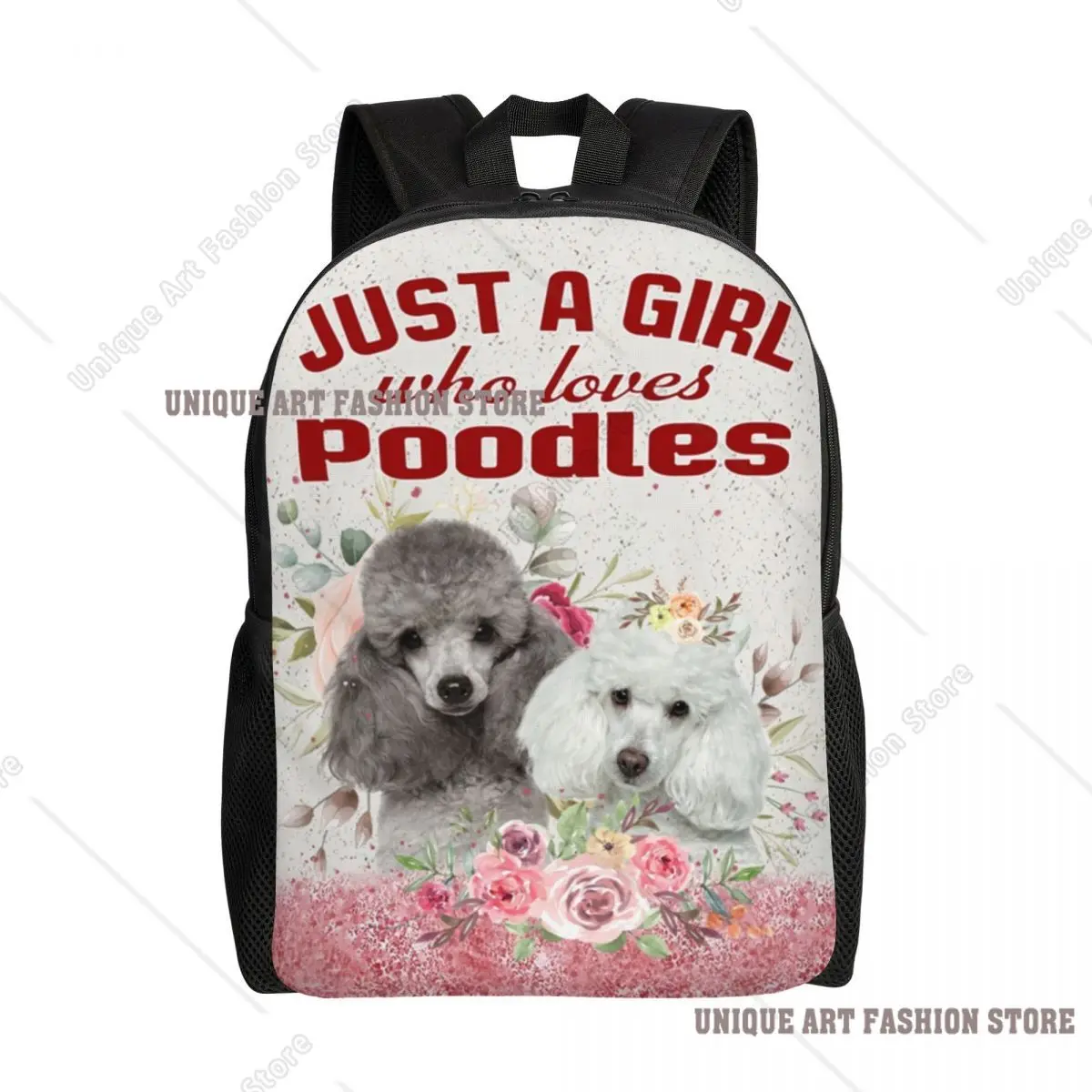 Poodle Graphic Backpacks for Women Men College School Student Bookbag Fits 15 Inch Laptop Pudel Dog Lover Bags