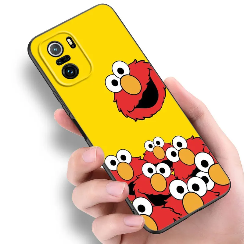 Cartoon Cookie Monster Black Phone Case For Xiaomi 10T 11 Lite 11T 12S 12X 13T 14 Pro A1 A2 POCO M3 M4 M6 X3 NFC X5 Pro F3 F5