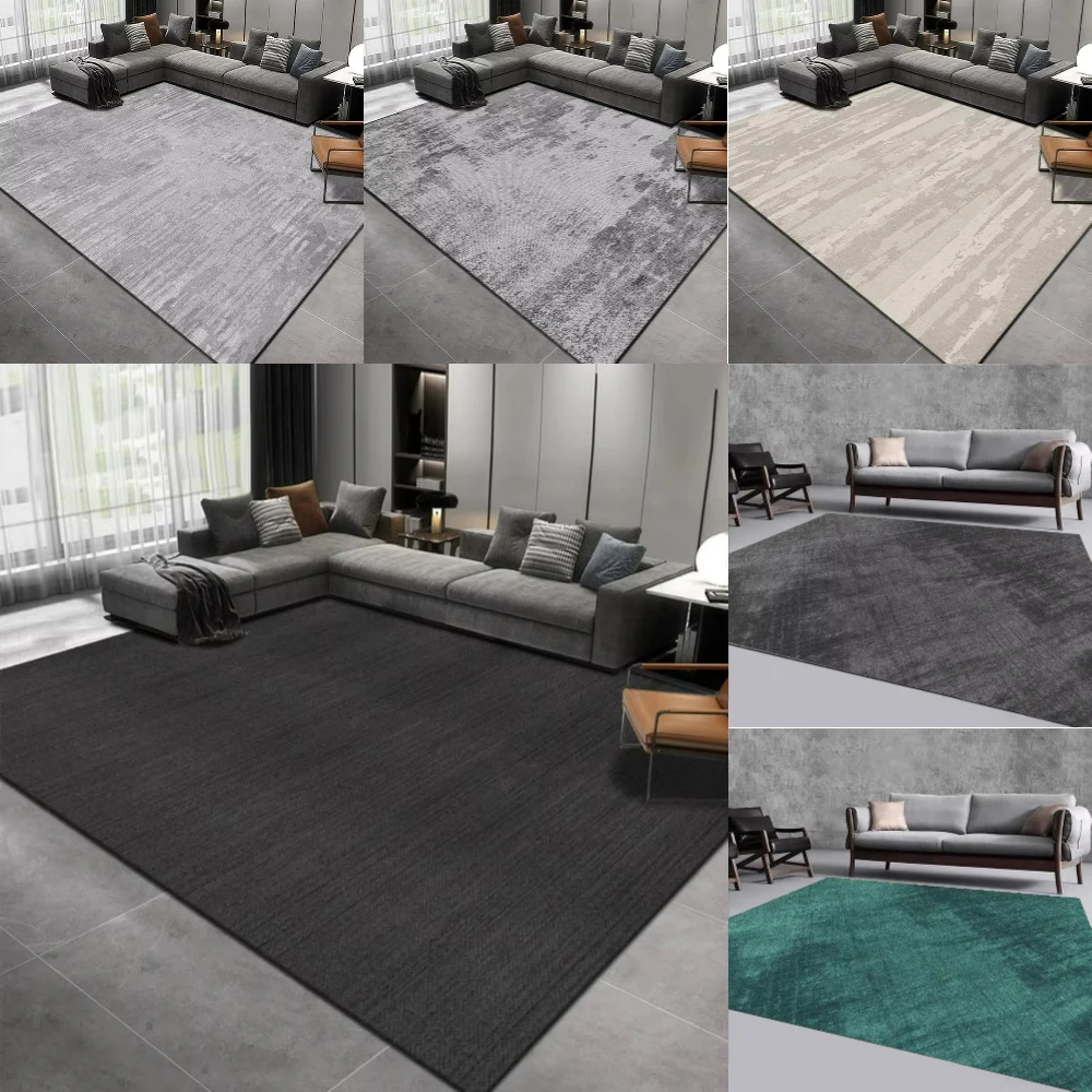 Alfombra de Color sólido a la moda, color negro y gris, decoración para sala de estar, sofá, mesita de noche, alfombra para salón, mesa de centro, alfombra para el suelo, hogar y apartamento