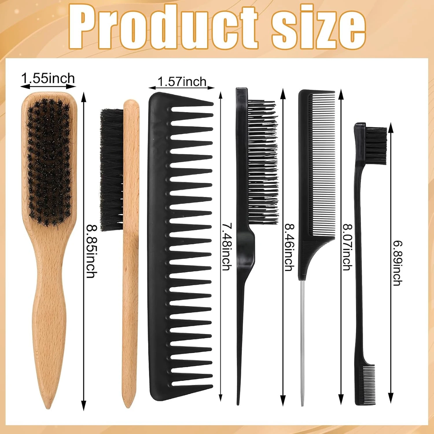 Hair Brush Comb Set, with Rat Tail Parting Barber Professional Set , Wide Tooth Comb for Men Women