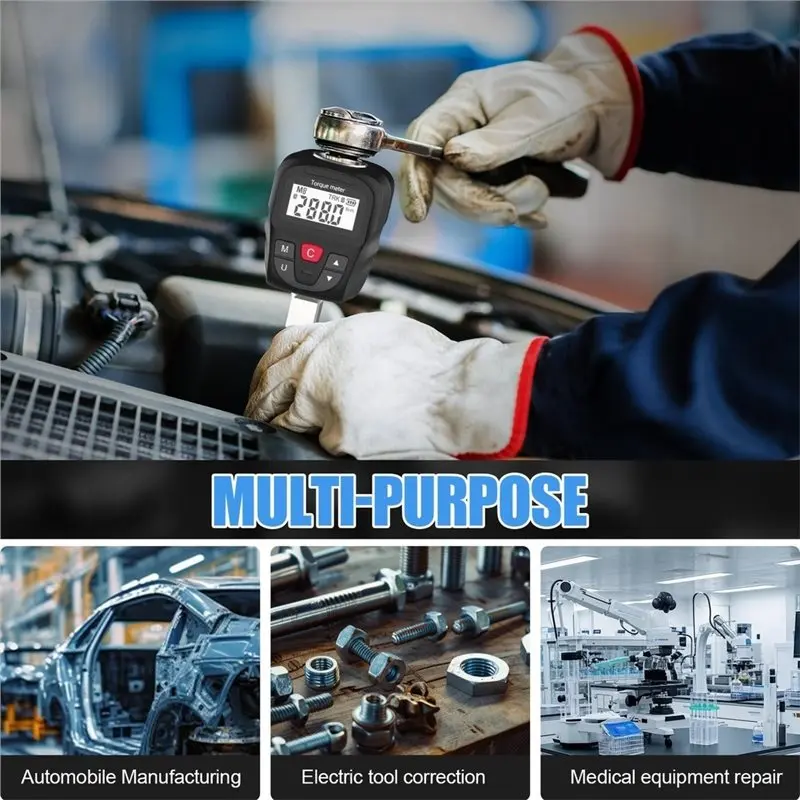 ABRN-Digital Torque Tester 17-340Nm Electronic Torque Meter Wrench Adapter Bike Car Repair Hand Tools Set
