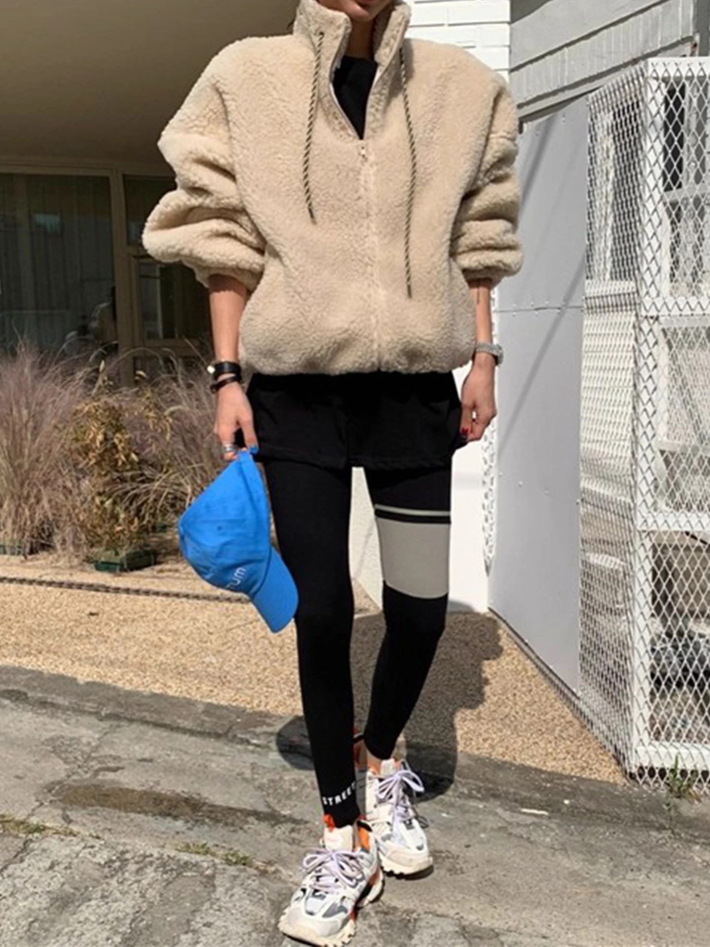 Dames agneau fourrure coton Jaet fermeture éclair ample Sle col montant hiver nouveauté Faion trajet Sle Polyester Fiber