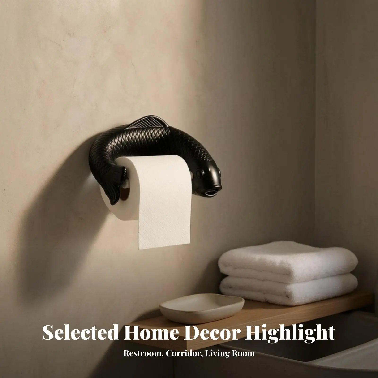 Decorative Fish Toilet Paper Holder | Textured Scale Detailing, Toilet Paper Holder with Fish Design, for restroom