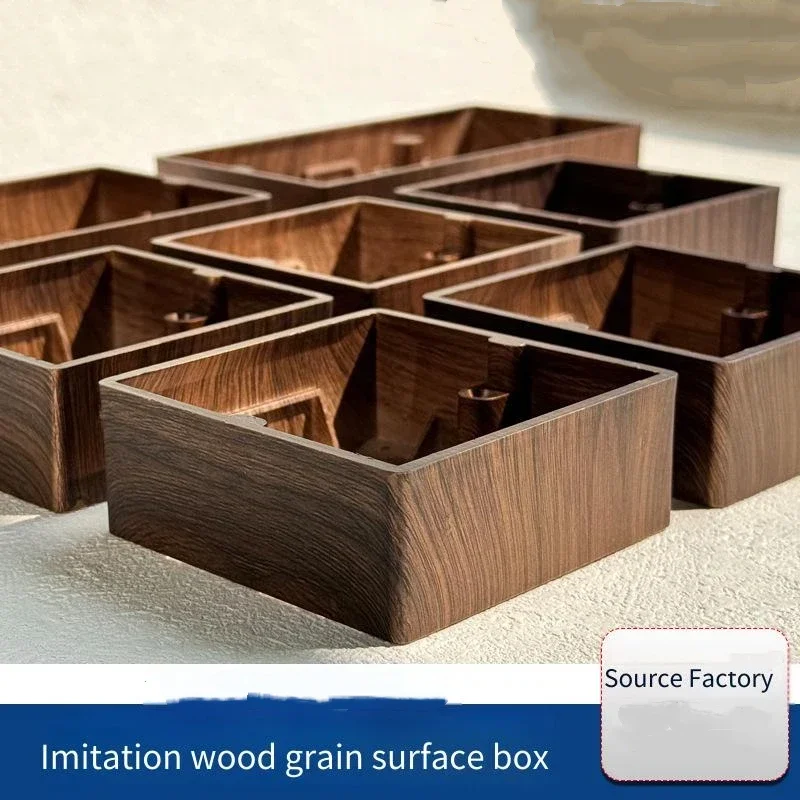 Type 86 Retro-style Exposed Switch Socket Panel Junction Box Bottom Box Open Wire Box Open Wiring Box Wood Grain Open Box