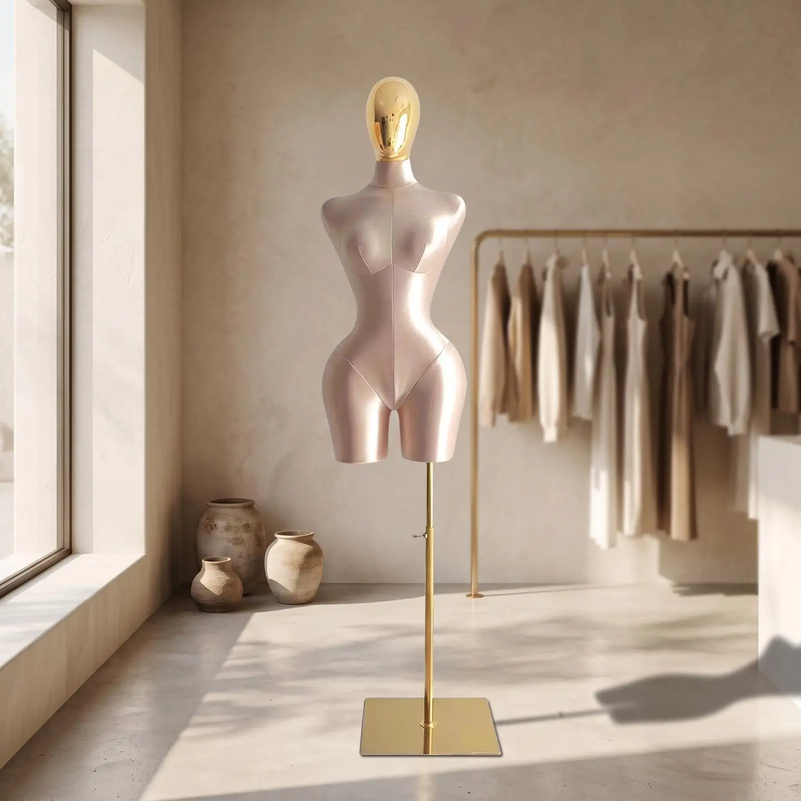 Heavy Duty Display Mannequin Woman Form with Metal Base for Shop Window Fashion Setup