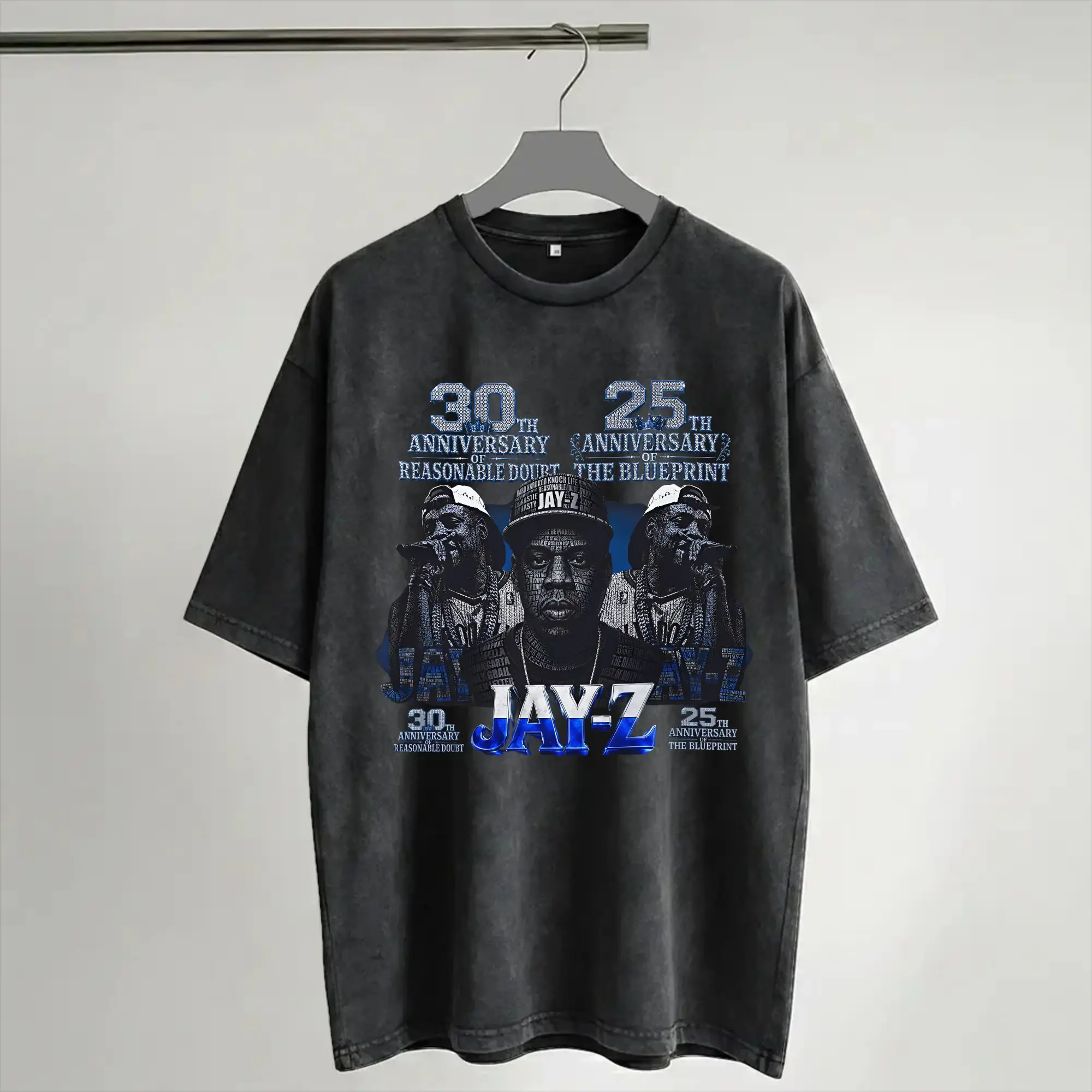 Jay Z 30th Reasonable Doubt 25th Blueprint JAŸ-Z 30 Tour  Accessories Washed T Shirt Men Women Streetwear Hip Hop T-Shirts
