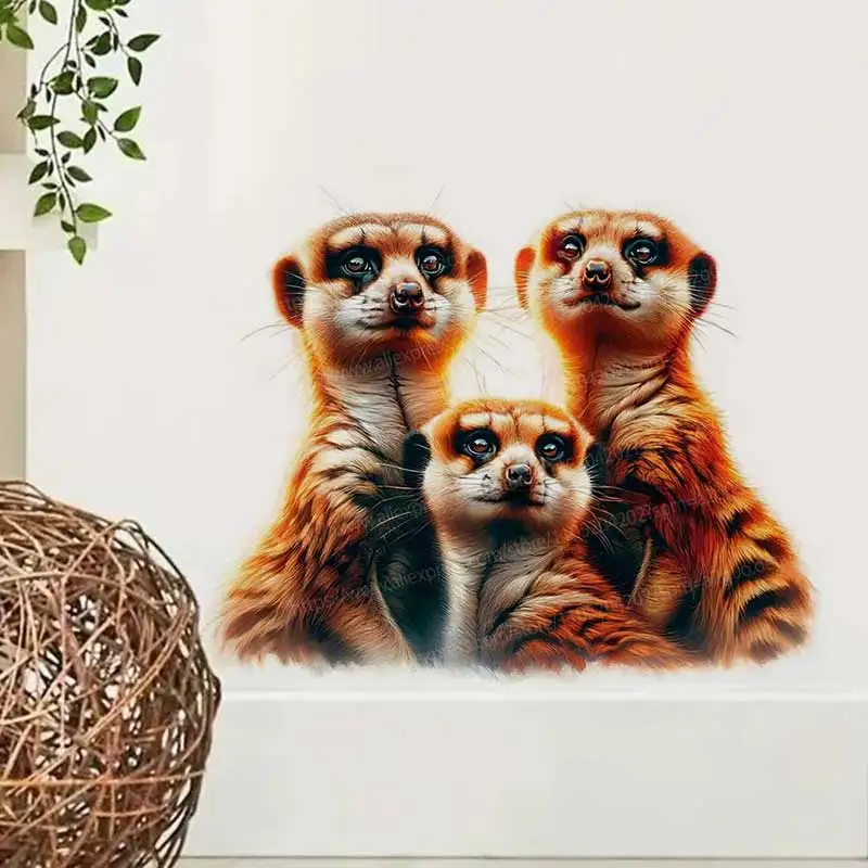 Cute Mongoose Family Wall Stickers Art Decal for Children's Room Living Room Sofa Background Home Decoration AA198