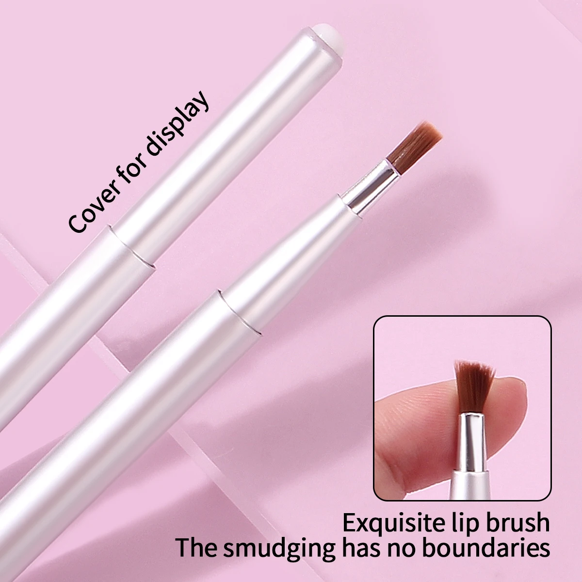 2 stks mode telescopische lippenborstel lippenstiftborstel telescopische draagbare ronde kop kleurstof cover make-up artiest professionele lipliner