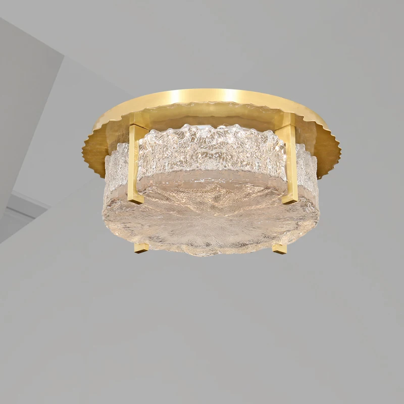 Modern American Style All Copper Light Luxury Fashion Living Room Dining Room Lighting Suitable for Bedroom Glass Ceiling Lights