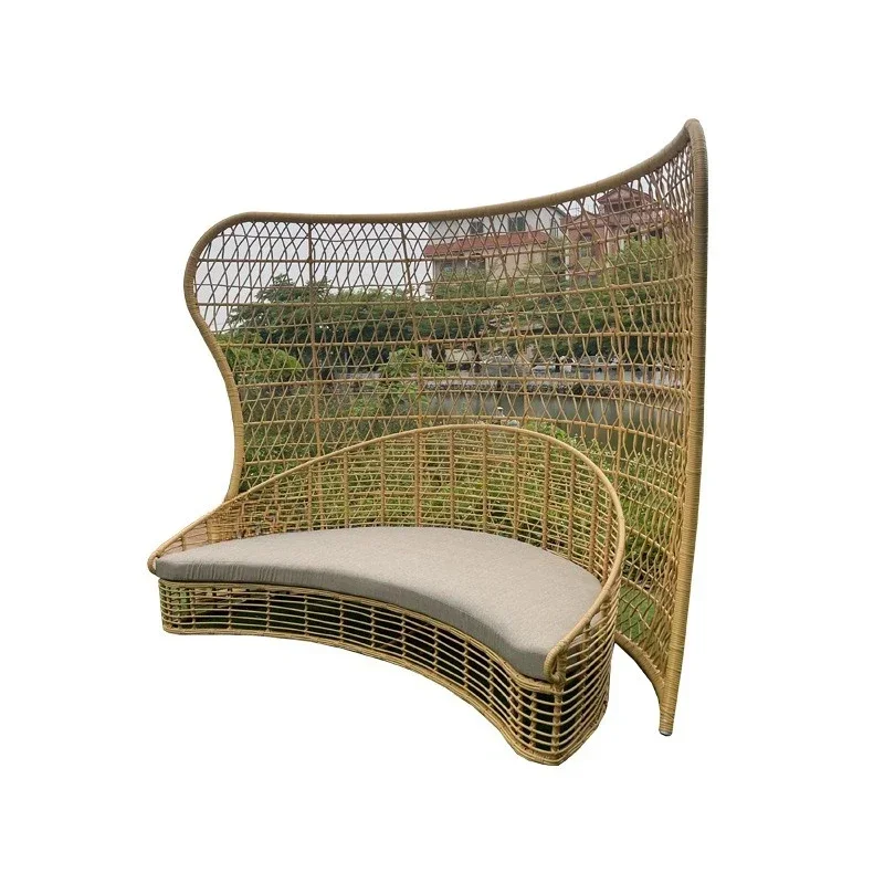 

Outdoor sofa rattan courtyard, garden furniture, scenic rattan chair, sunscreen and waterproof, balcony villa bed