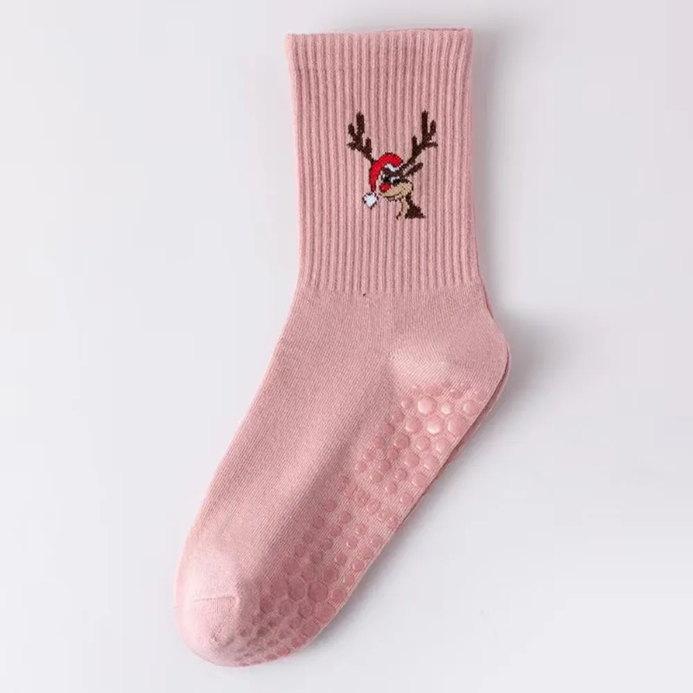 

New Cotton Pilates Socks Harajuku Street Breathable Deer Embroidery Socks Sweat-absorbent Casual Mid Tube Socks