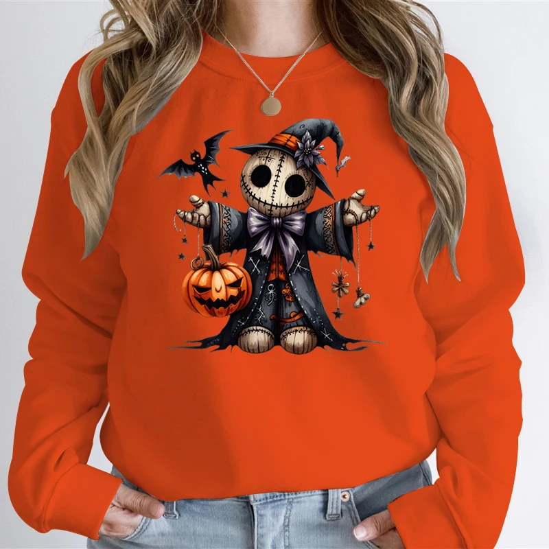 Horror Skeleton Print Female Sweatshirt Women Happy Halloween Hoodie Spooky Season Hoodie Pullover Winter Autumn New Fleece Tops