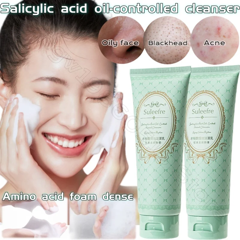 

Salicylic Acid Facial Cleanser 100g Deep Oil Control and Shrink Pores Moisturizing Amino Acid Deep Cleaning Blackhead Cleanser