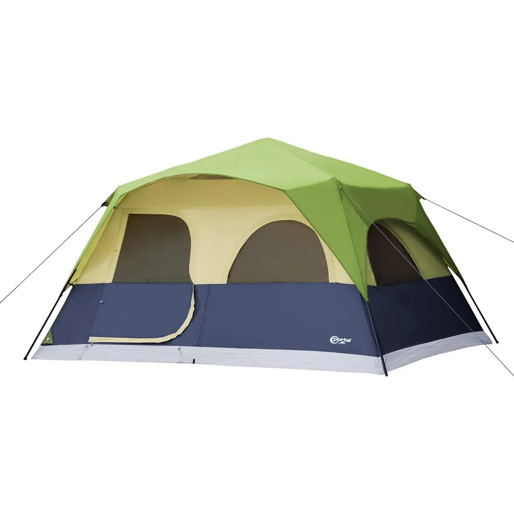

8 Person Instant Tent for Camping, Large Water Resistant Cabin Family Tent Easy Setup with 5 Large Mesh Windows, Rainfly, Carry