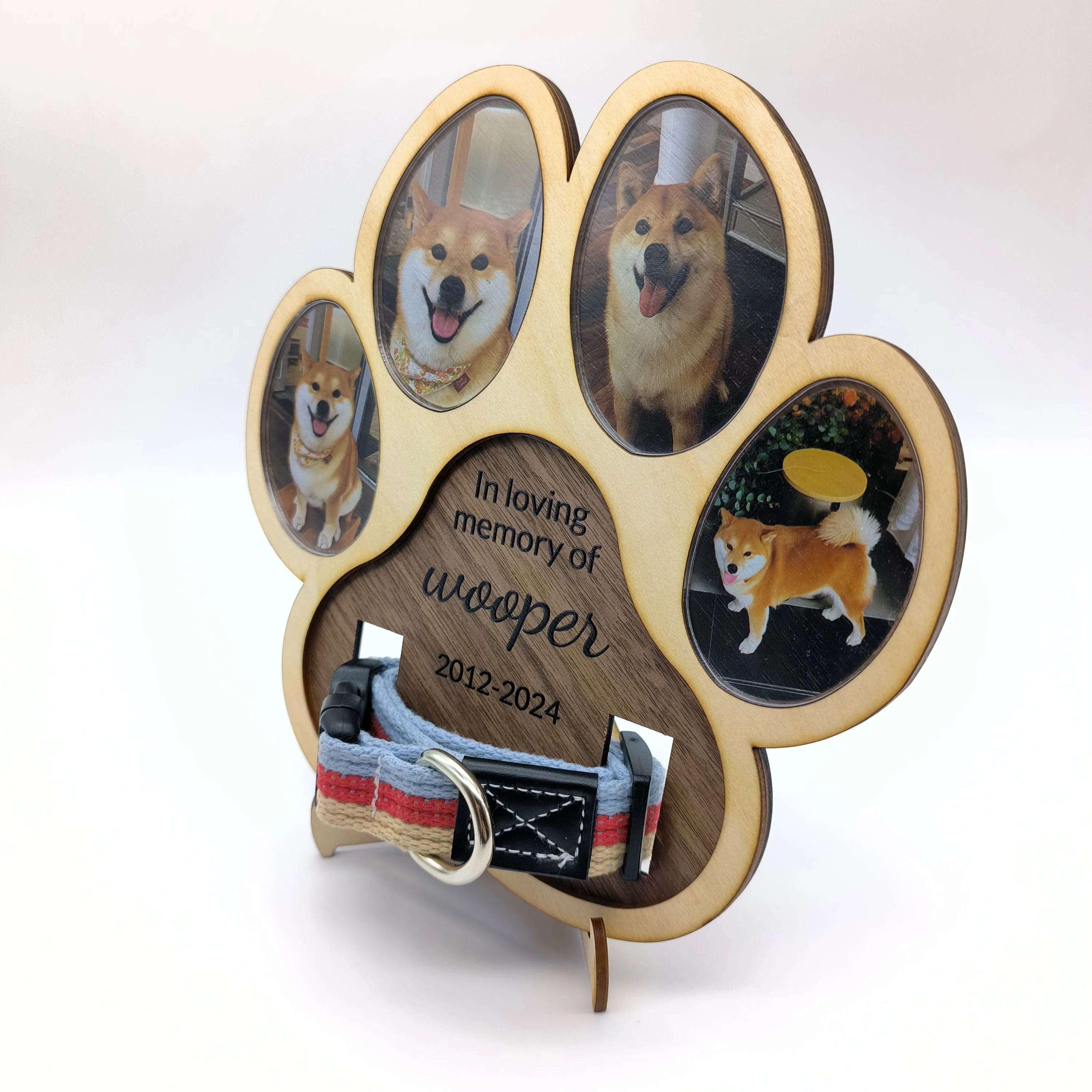 Custom Paw-Shaped Pet Memorial Album Ornaments, Made Of Natural Wood