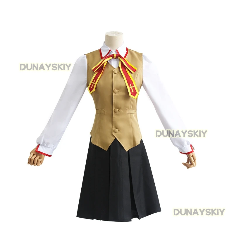 Anime Game Fate/stay Night Tohsaka Rin Cosplay Costume Wig Red Devil Wig Long Coat School Uniform Skirt Woman Kawaii Campus Suit