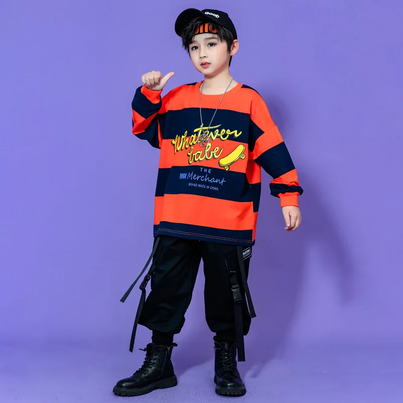 Kids Cargo Pants for Boy Fashion Black Harem Pants Multi Pockets Joggers Trousers with Chain Elastic Waist Streetwear Sweatpants