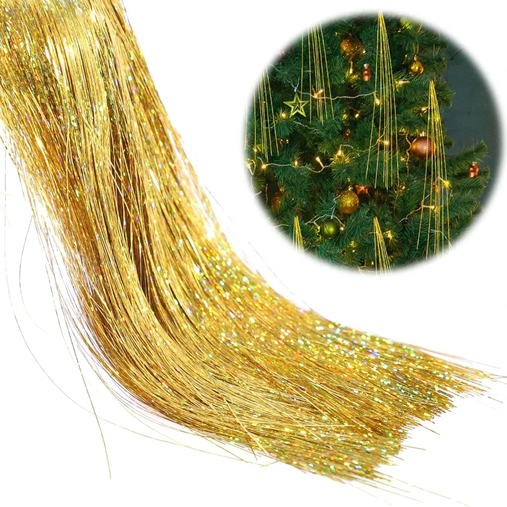 3000 Strands Christmas Icicles Iridescent Tinsel Foil Fringe Garland For Xmas Tree Decorations Party Supplies Holiday Decor