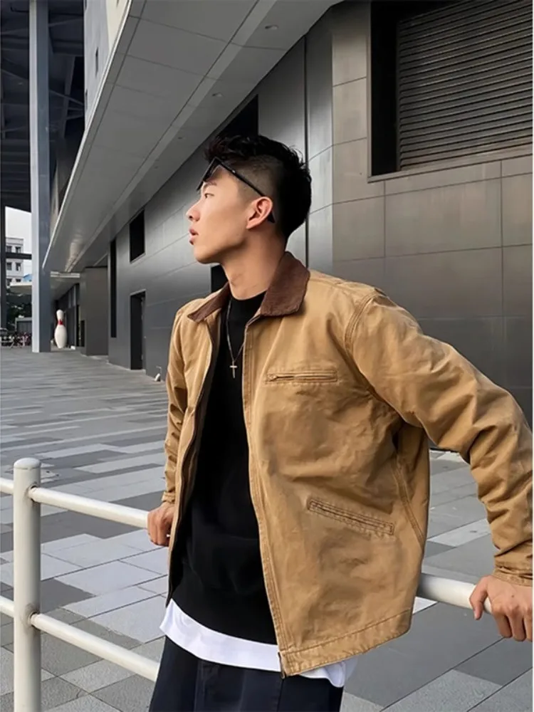 

American Sle Khaki Workwear Jaet Men's ort Collar Baseball orm Cotton Polyester Blend Windproof Outerwear