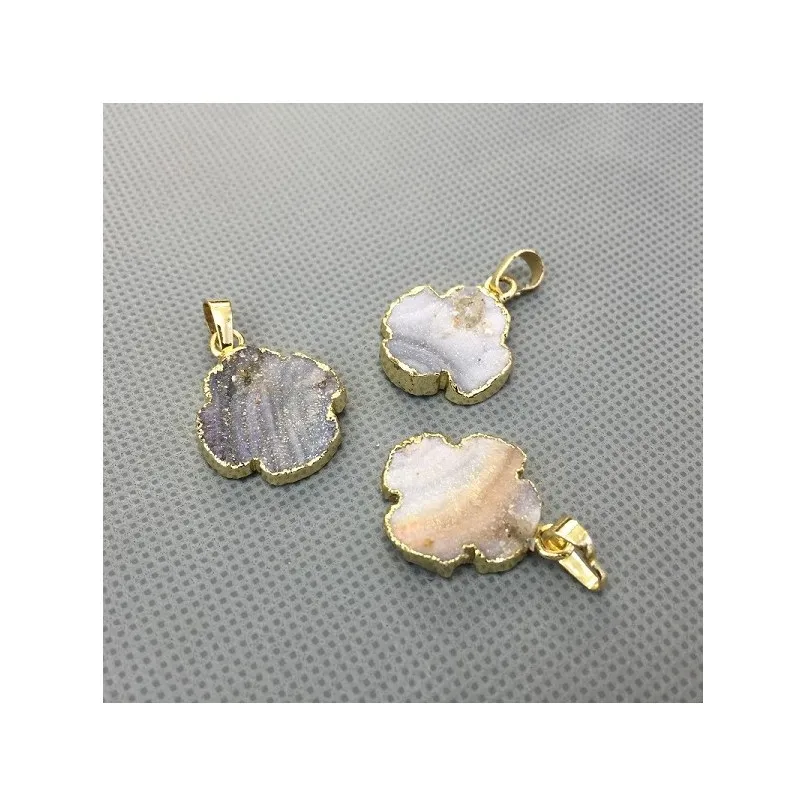 1Pcs Crisscross Cross Pendant Semi-precious Stone Solar Agate Gold Color Jesus Christian 20mm Jewelry For Women