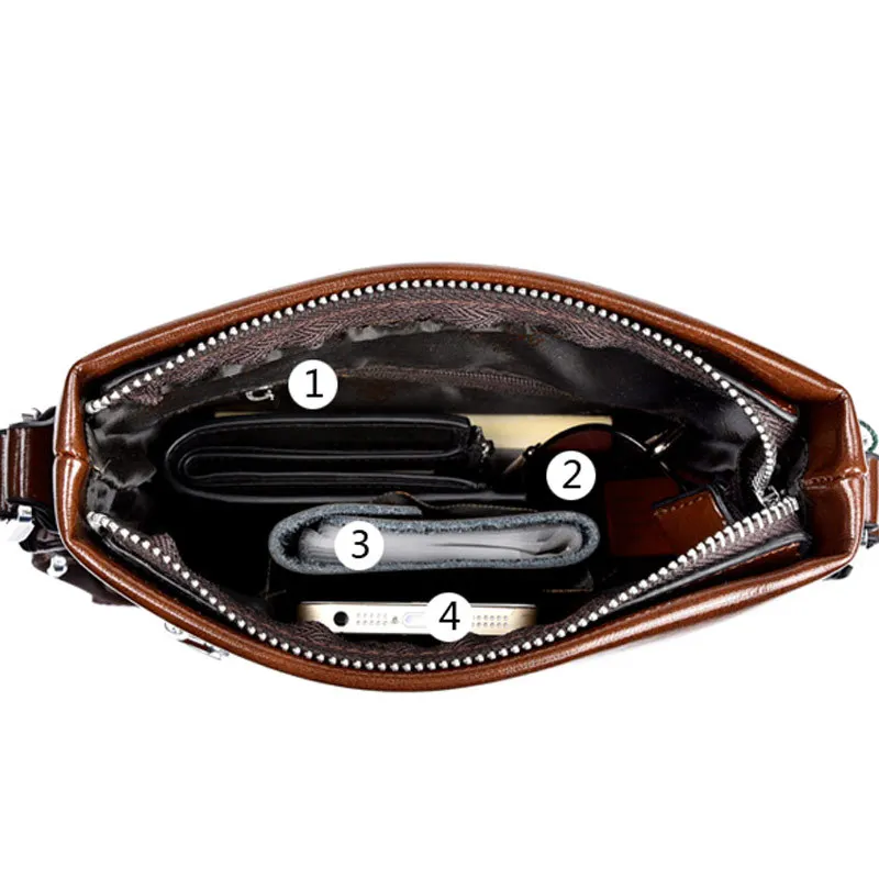 Casual and Trendy Shoulder Bag, Men's Crossbody Bag, Oil Leather, Solid Color POLO, Business Travel, Retro Vertical Square Shape