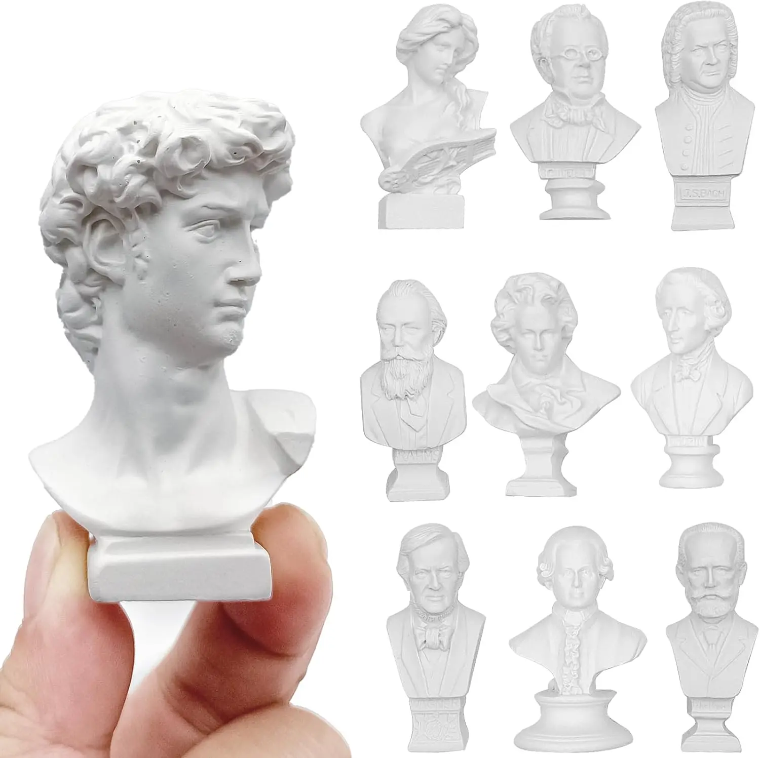 Mini Musicians Bust Statue and Sculptures, Musician Resin Mini Plaster Figurine for Decor/Gifts/Art Teaching Aids, European Styl